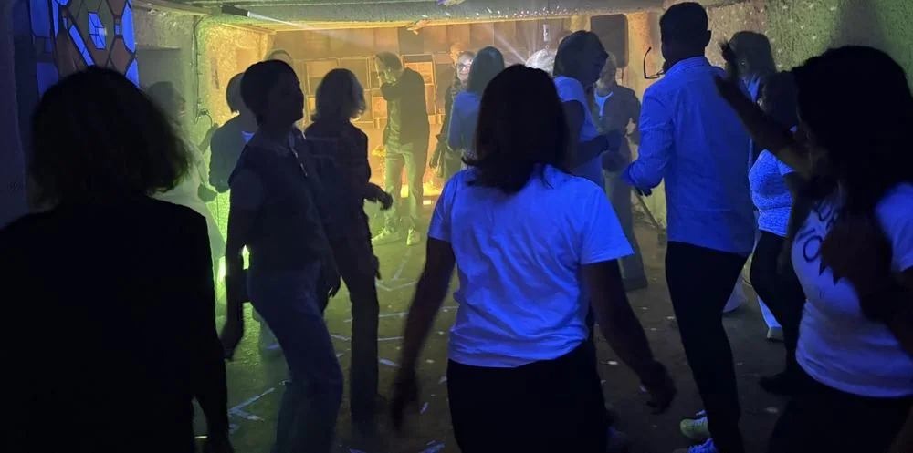 Underground dancefloor crowd