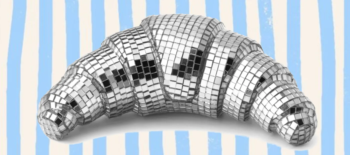 Glitter disco-ball croissant